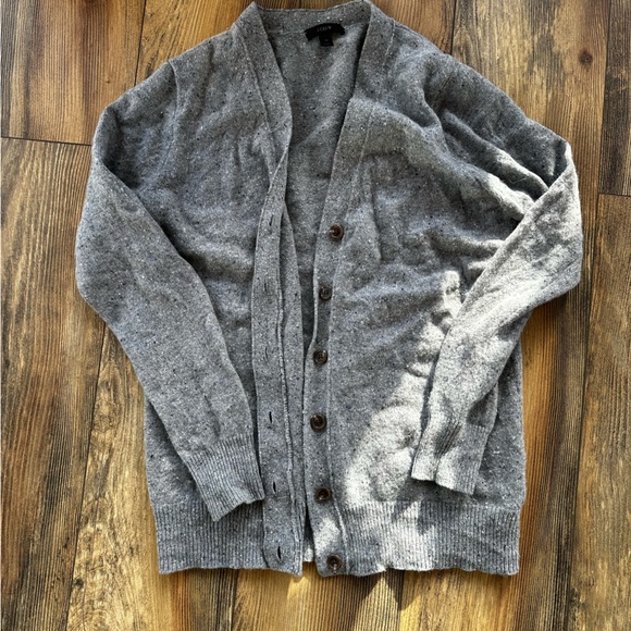 Jcrew 100% merino wool grey flecked button up cardigan - Picture 1 of 4